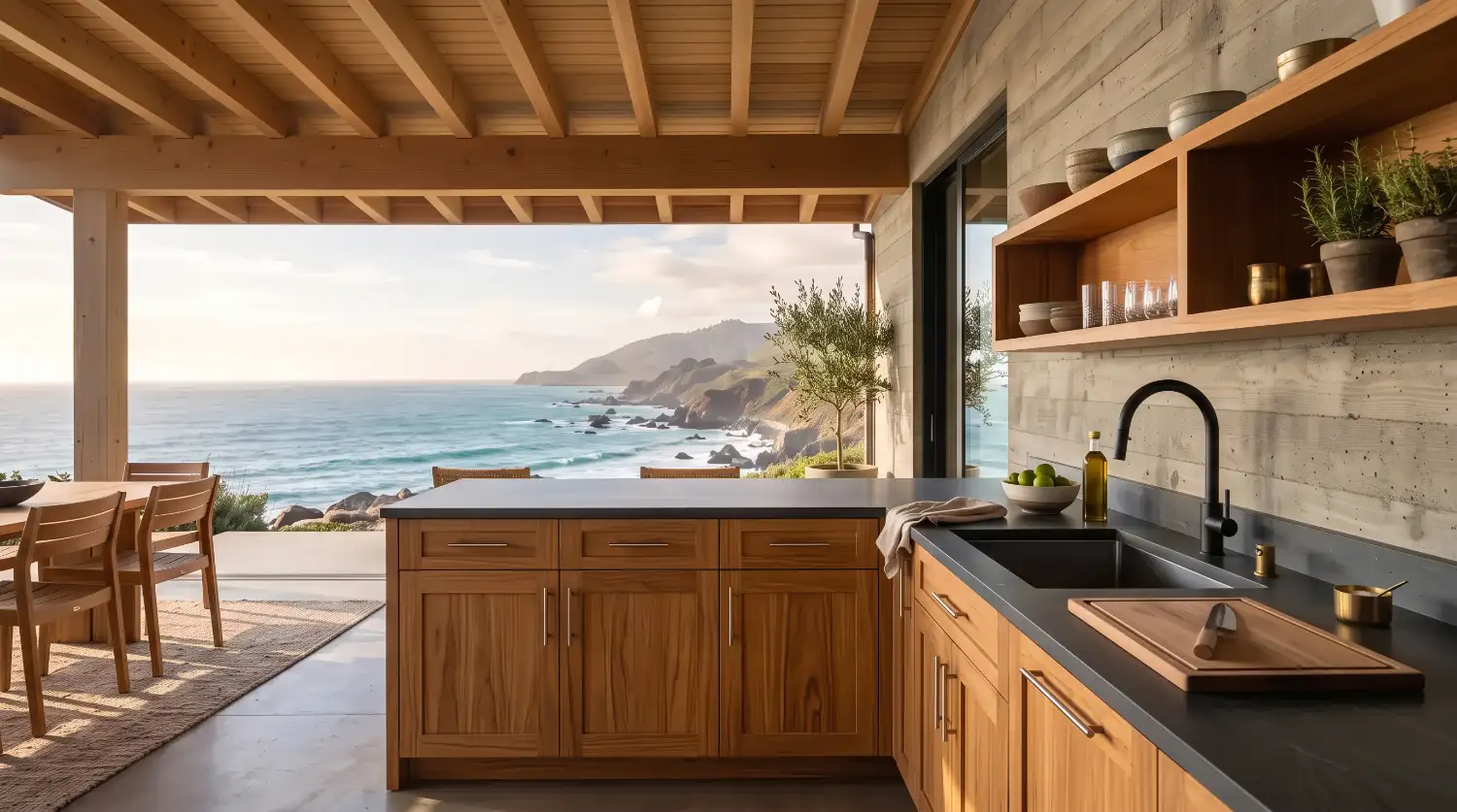 teak cabinets