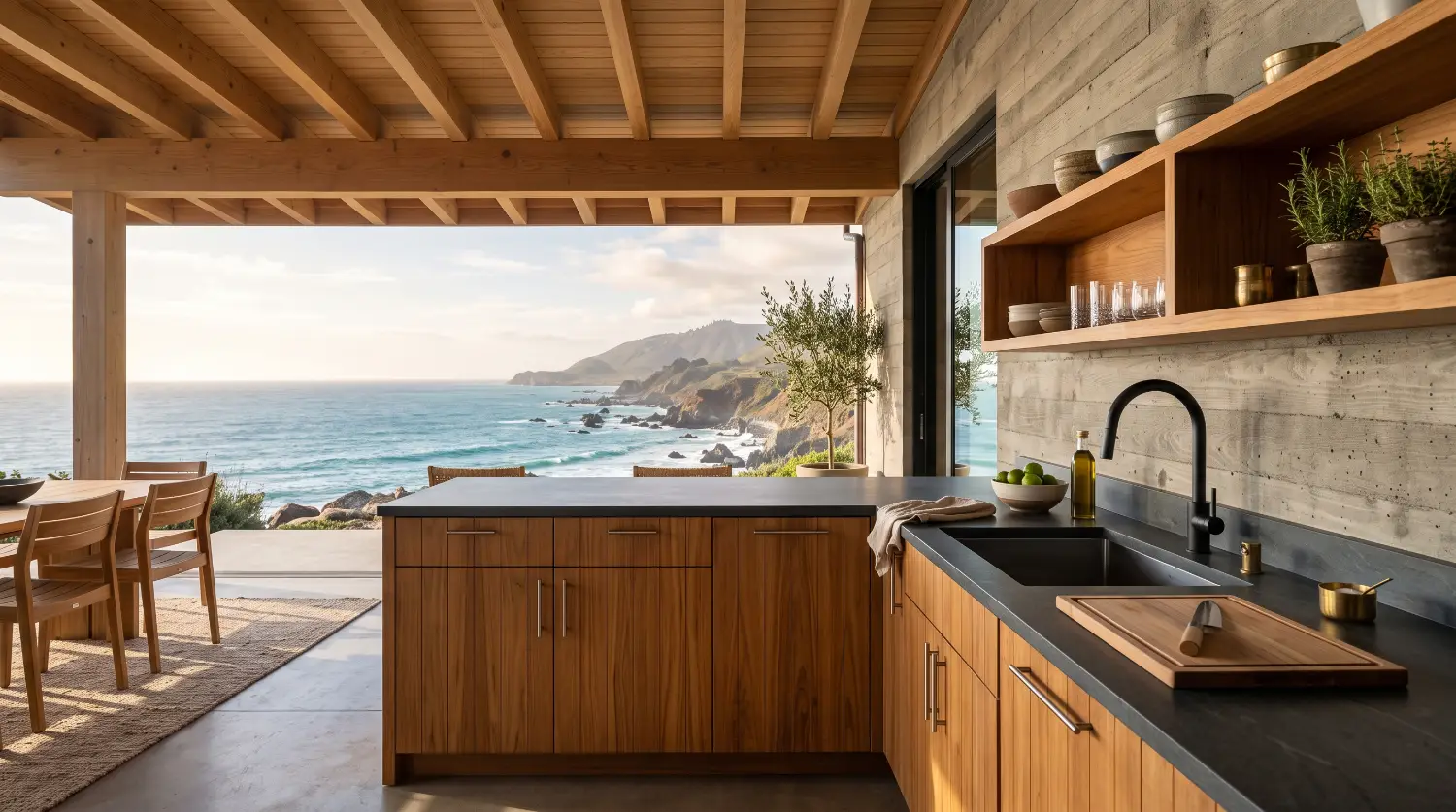 teak cabinets