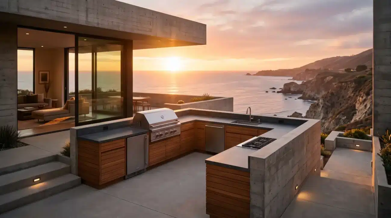 teak outdoor kitchen
