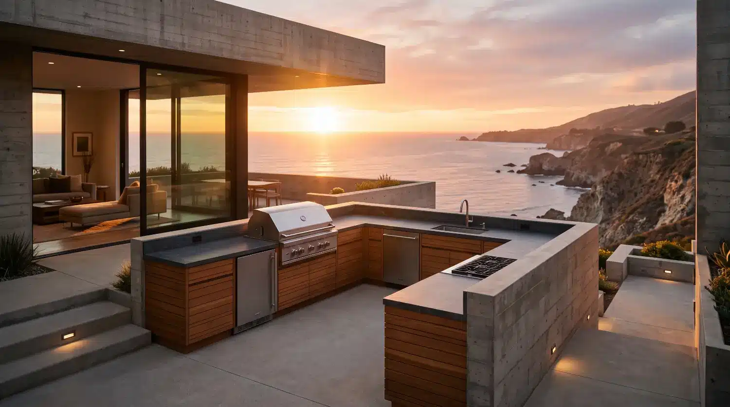 teak outdoor kitchen