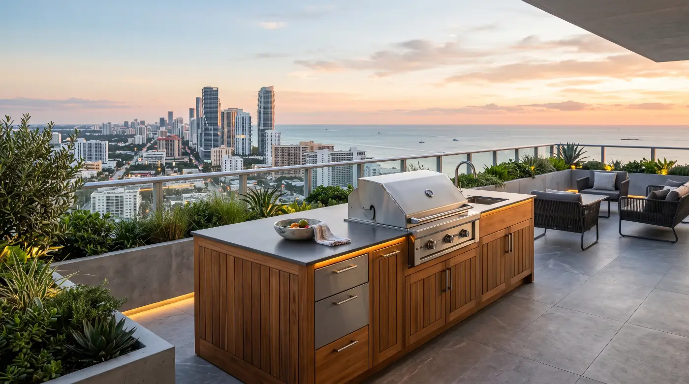 outdoor kitchen teak