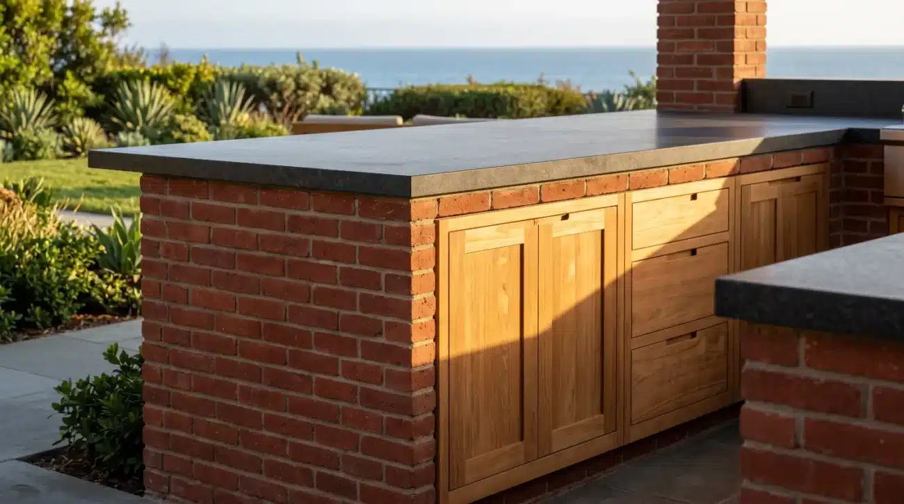 brick teak outdoor kitchen