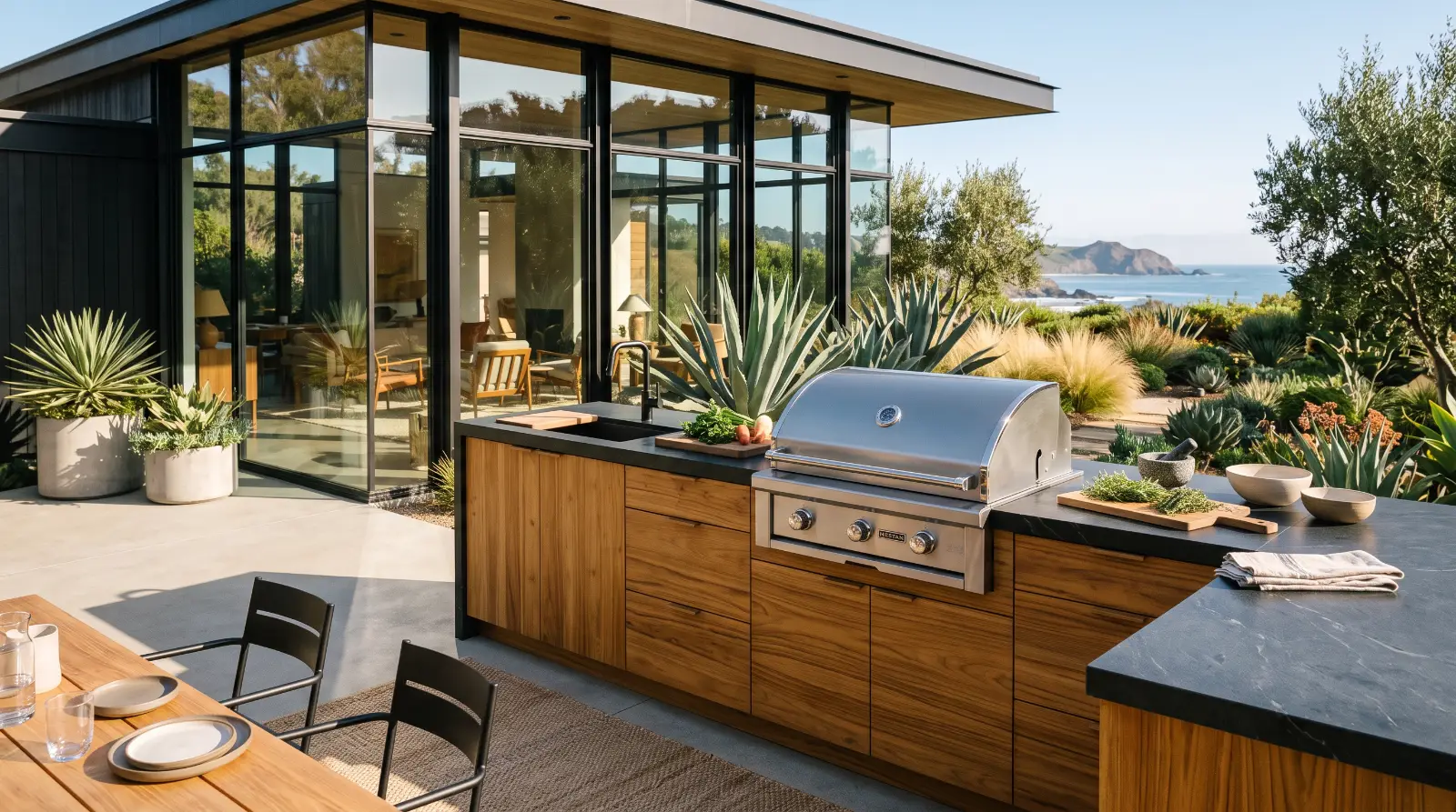 teak outdoor kitchen