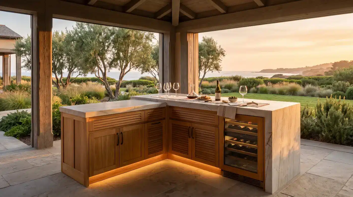 teak outdoor cabinetry