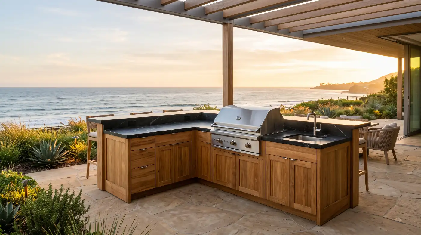 solid teak outdoor cabinet lifespan