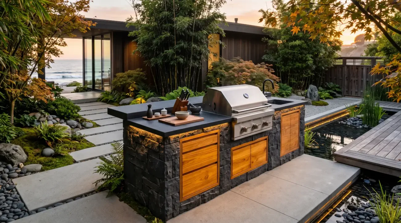 zen outdoor kitchen