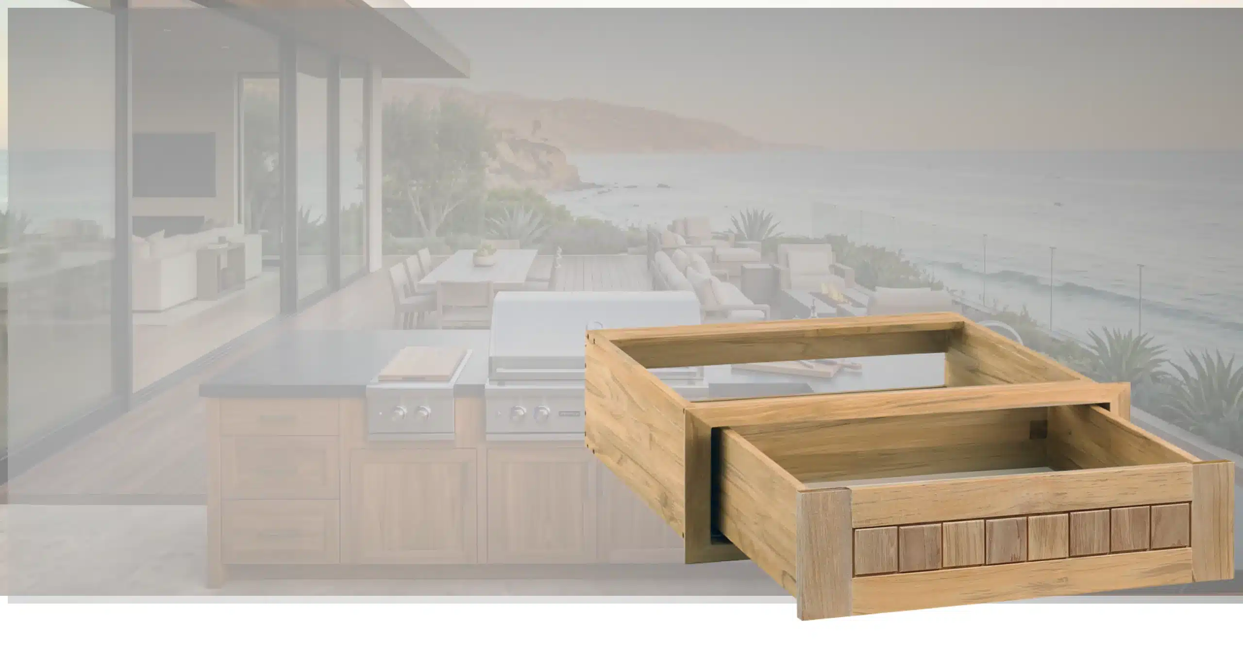 Solid teak drawer cabinet - Pacific Teak Millworks
