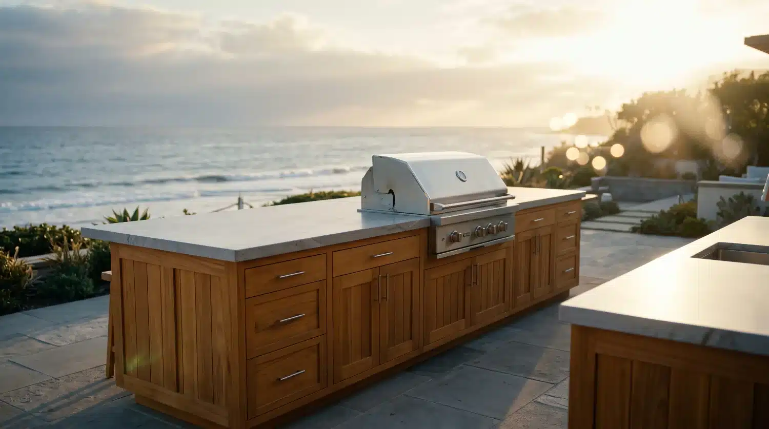 teak outdoor kitchen